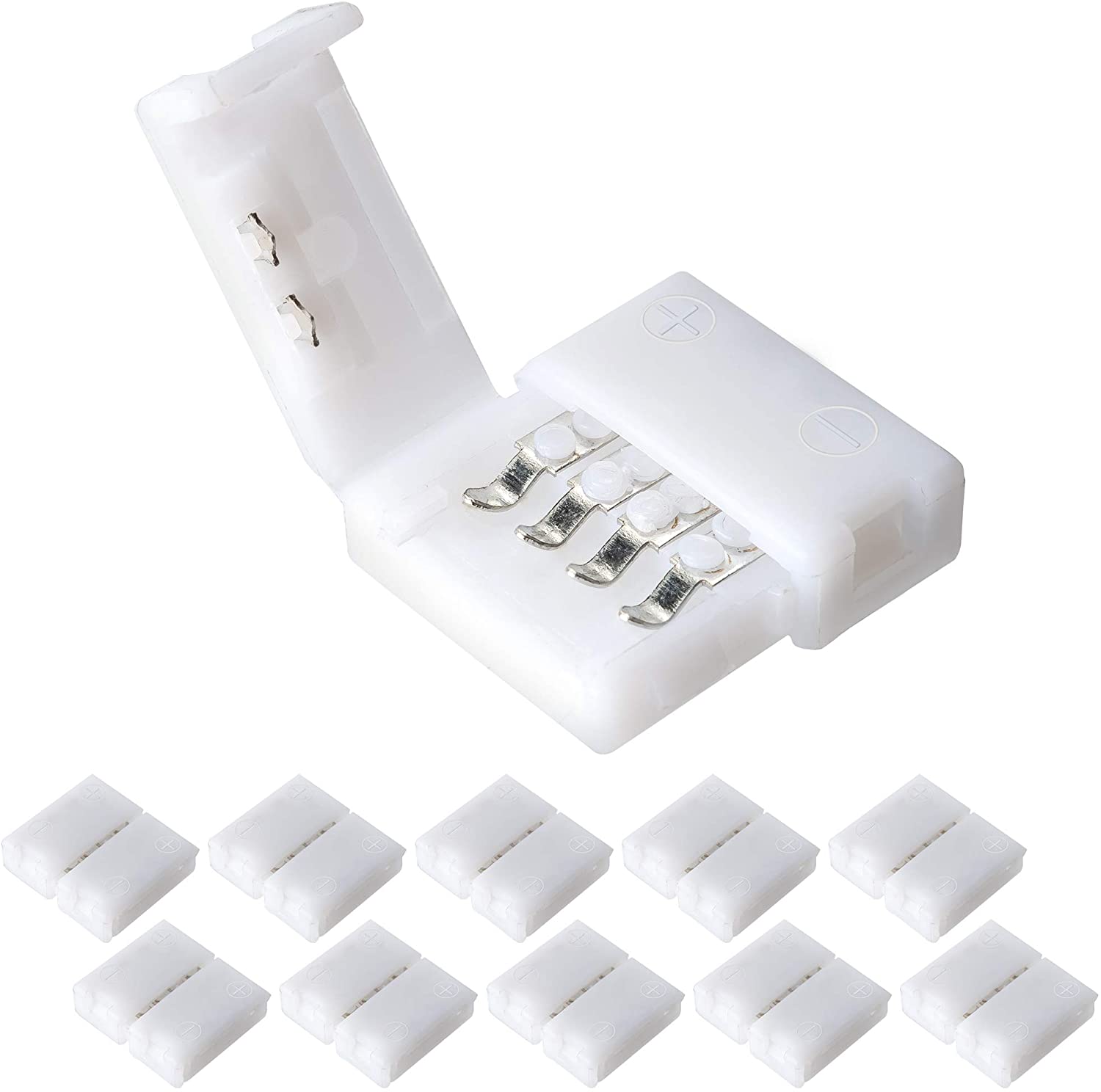 VISSQH Kit de Connecteur de Bande LED RGB 4 Broches 10 mm,10Packs 4 BrochesConnecteur led sans VISSQH Kit de Connecteur de Bande LED RGB 4 Broches 10 mm,10Packs 4 BrochesConnecteur led sans