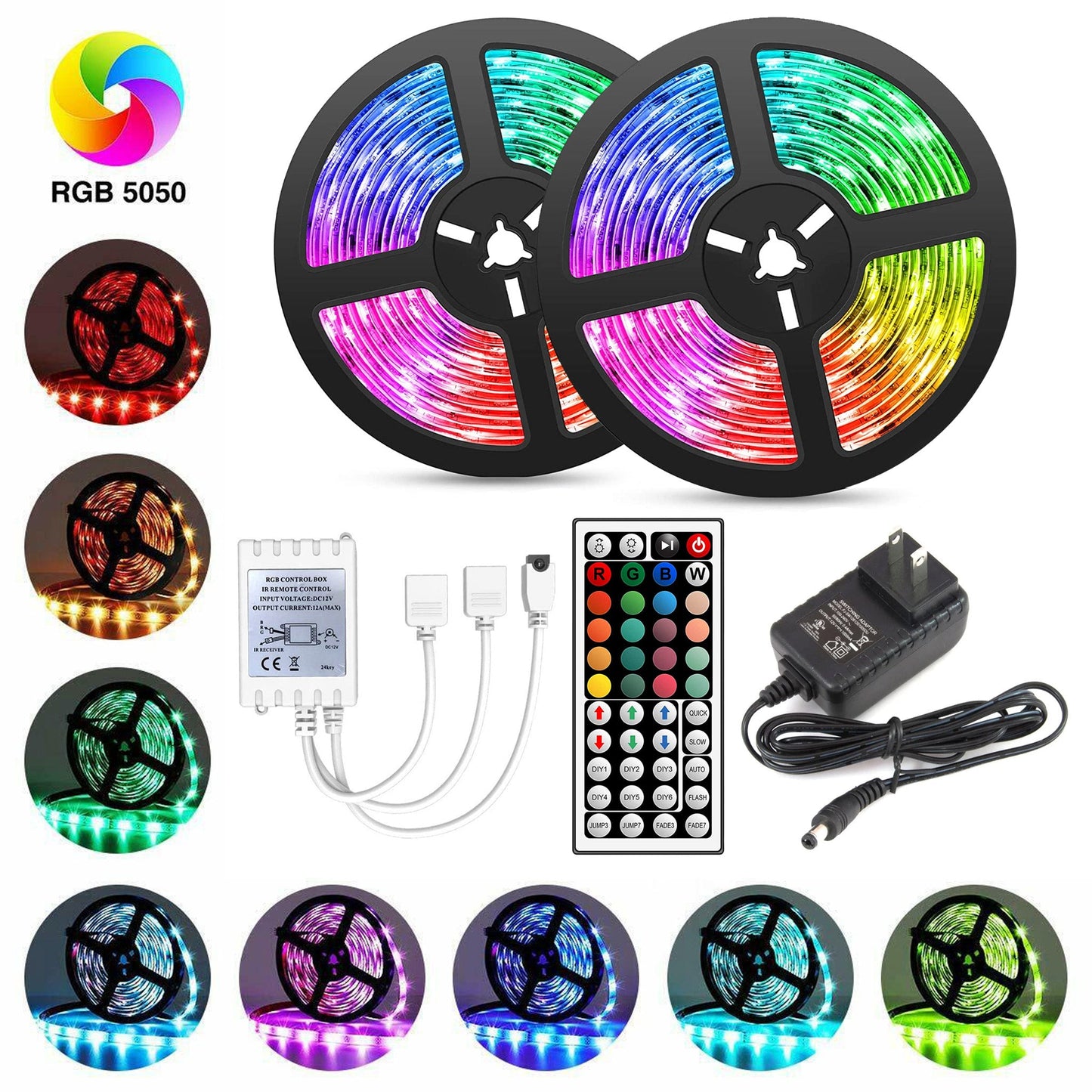 32.8ft RGB LED Strip Light IR Remote Control Set
