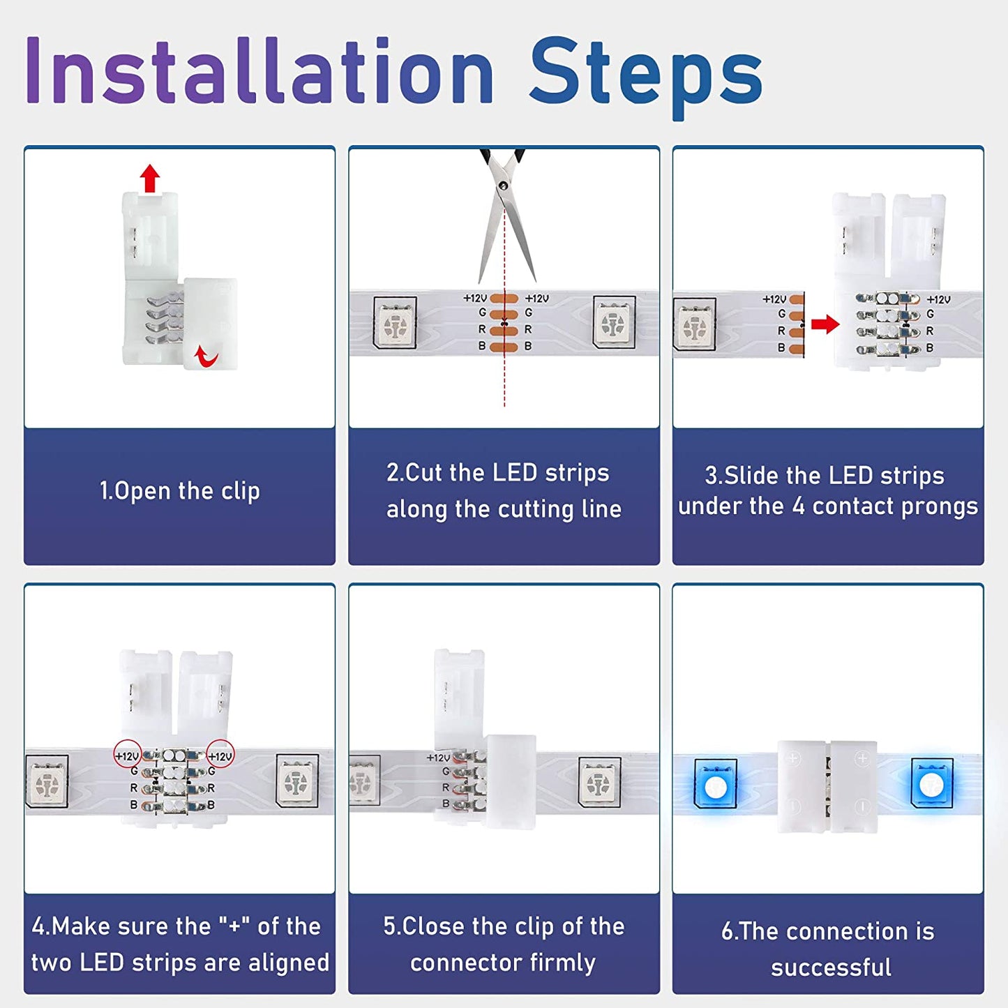 4-Pin RGB LED Light Strip Connectors (10 pcs)